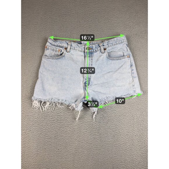 VTG Levi's Shorts Women's 32" x 3" Jeans 90's Denim Cut Off High Waist - Picture 3 of 7